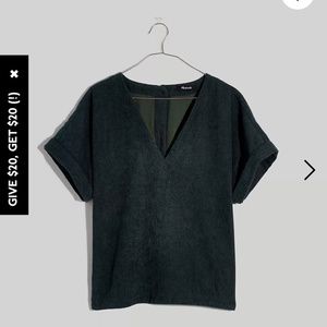 Madewell emerald courderoy v neck